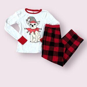 Girls Christmas Elf Dog Pajamas size Large